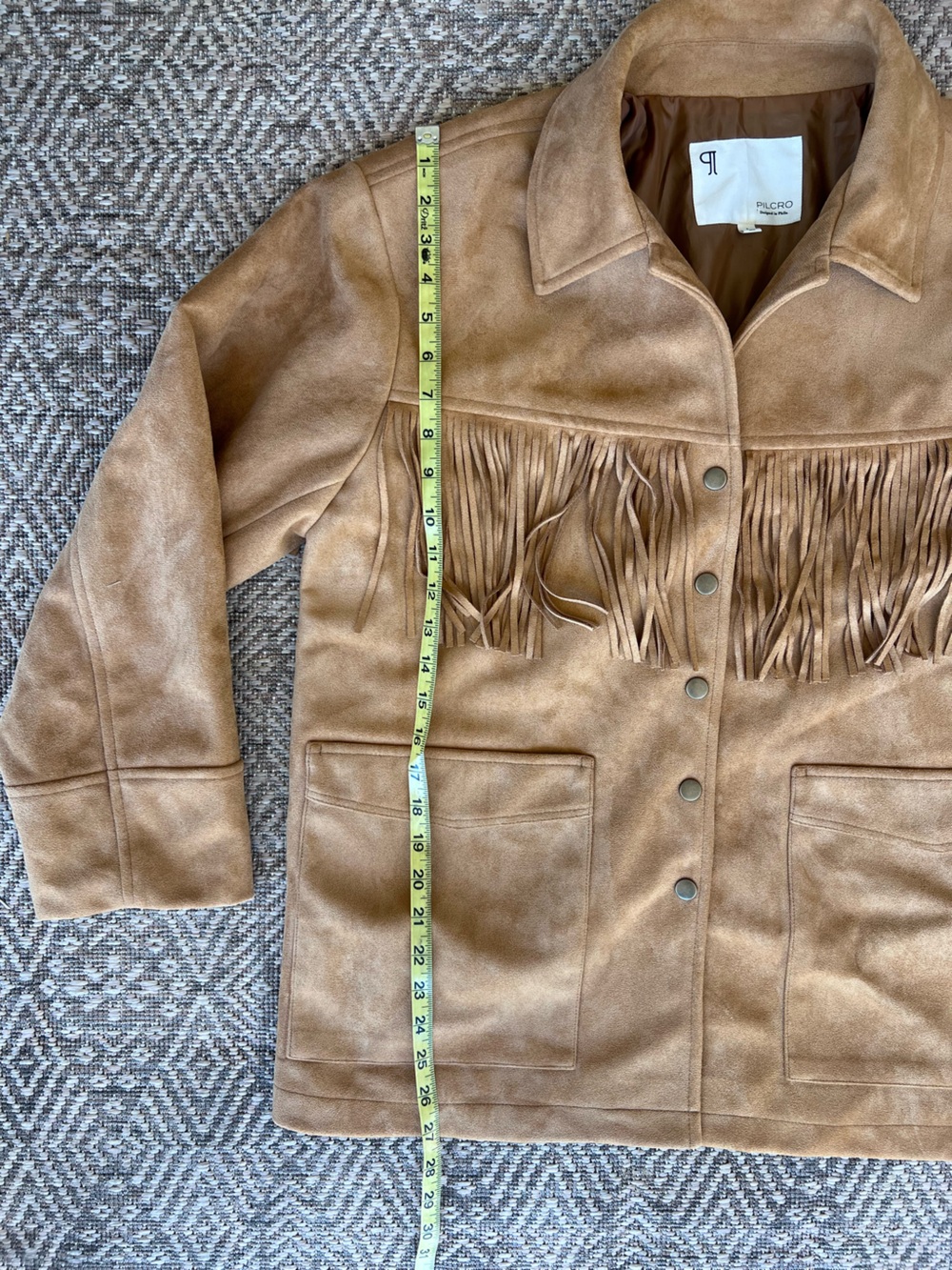 NWT Anthropologie Pilcro Faux Suede Fringe Western Jacket Honey S - Picture 3 of 7